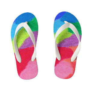 Colourful cheerful fun crayon design kid's flip flops