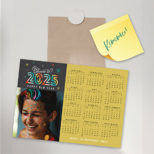 Colourful Cheers 2025 Calendar New Year Magnet Car