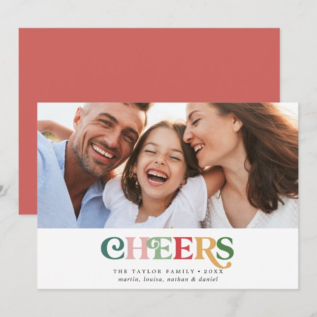 Colourful Cheers Happy New Year Landscape Photo Holiday Card (Front/Back)