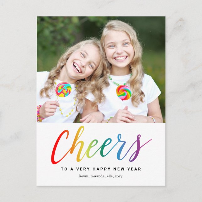 Colourful Cheers Holiday New Year Postcard (Front)