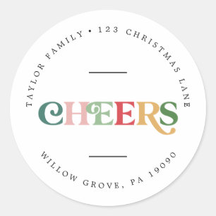 Colourful Cheers New Year Circular Return Address Classic Round Sticker