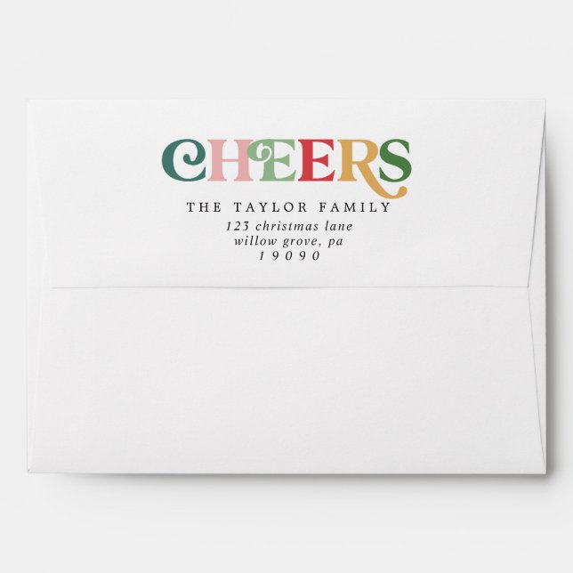 Colourful Cheers New Year Holiday Card Envelope (Back (Top Flap))