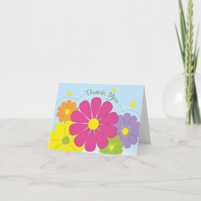 Colourful Cheery Flowers Any Occasion Thank You Card (Front)
