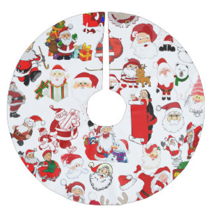 Colourful Cheery Santa Claus Christmas Funky Moods Brushed Polyester Tree Skirt