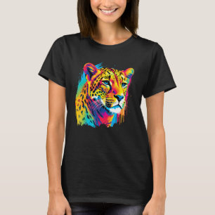 Colourful Cheetah Face Animal Print Big Cat Wildli T-Shirt