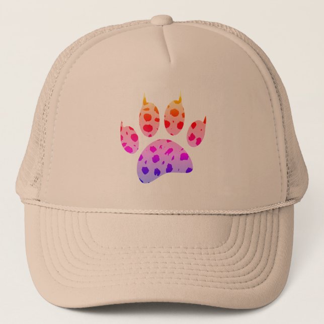 Colourful Cheetah Paw Print Trucker Hat (Front)