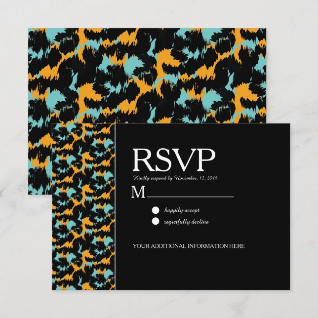 Colourful Cheetah Print Pattern Modern Wedding Invitation (Front/Back)