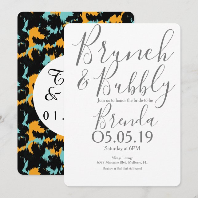 Colourful Cheetah Print Pattern Modern Wedding Invitation (Front/Back)