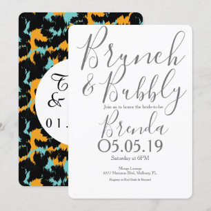 Colourful Cheetah Print Pattern Modern Wedding Invitation