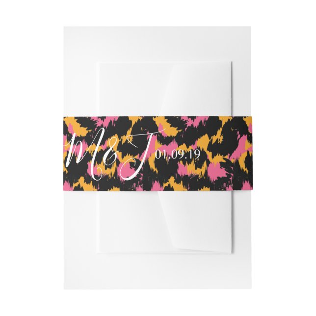 Colourful Cheetah Print Pattern Modern Wedding Invitation Belly Band (Front Example)