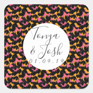 Colourful Cheetah Print Pattern Modern Wedding Square Sticker