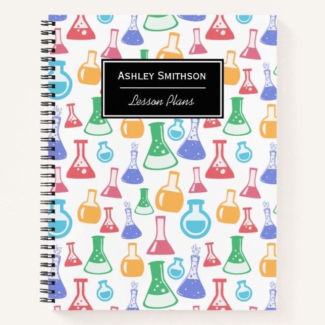 Colourful Chemistry Flasks Pattern Notebook (Front)