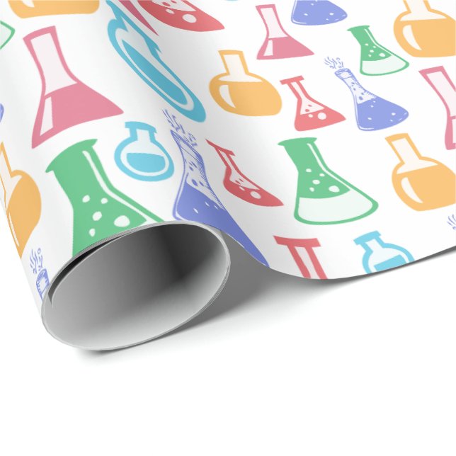 Colourful Chemistry Flasks Pattern Wrapping Paper (Roll Corner)