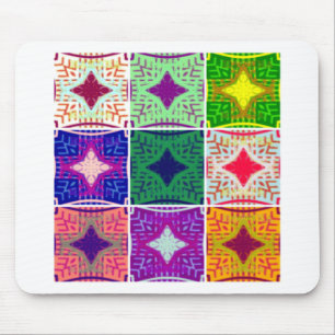 Colourful Chequerboard: A Starry Design Mouse Mat