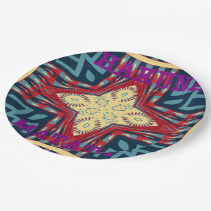 Colourful Chequerboard: A Starry Design Paper Plate