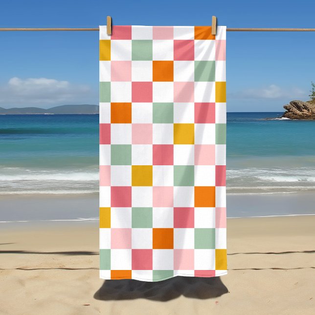 Colourful Chequerboard Beach Towel (Creator Uploaded)