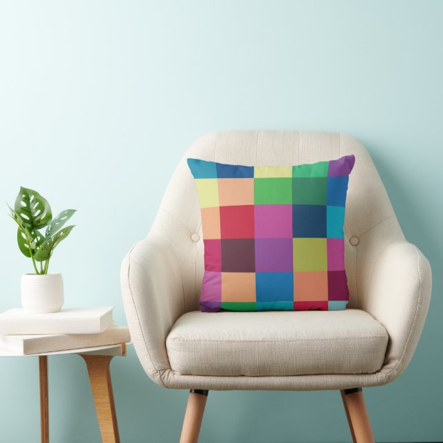 Colourful Chequerboard  Cushion (Chair)