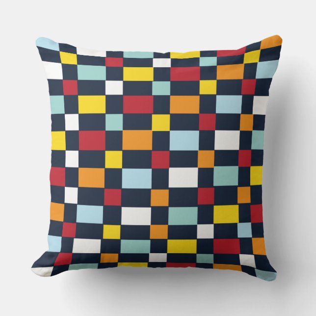 Colourful Chequerboard  Cushion (Front)