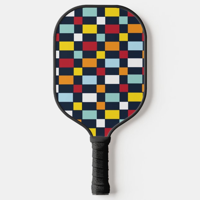 Colourful Chequerboard Pattern Pickleball Paddle (Front)