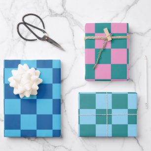 Colourful Chequerboard Pattern Wrapping Paper Sheet