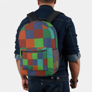 Colourful Chequerboard Printed Backpack