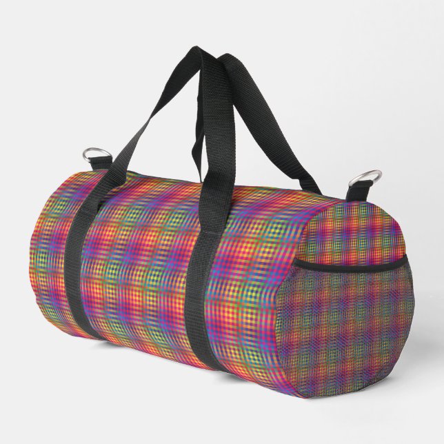 Colourful Chequered Abstract Pattern Small Duffle Bag (Right Corner)