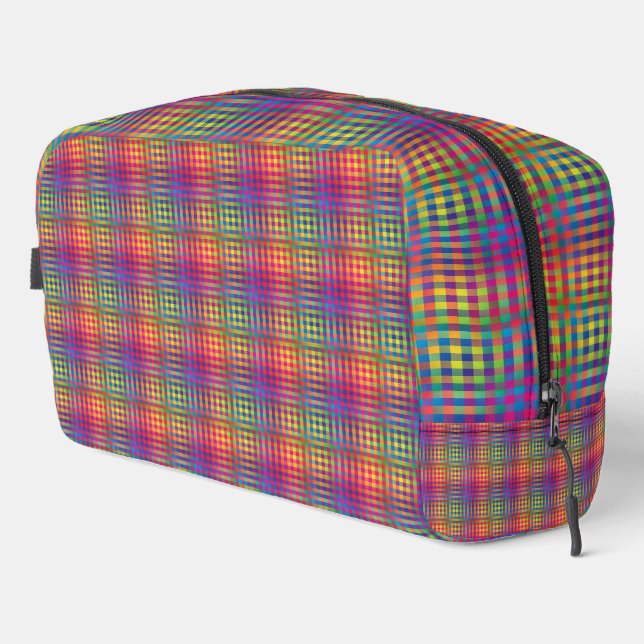 Colourful Chequered Abstract Pattern Toiletry Bag (Right Corner)