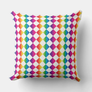 Colourful Chequered Diamond Pattern  Cushion