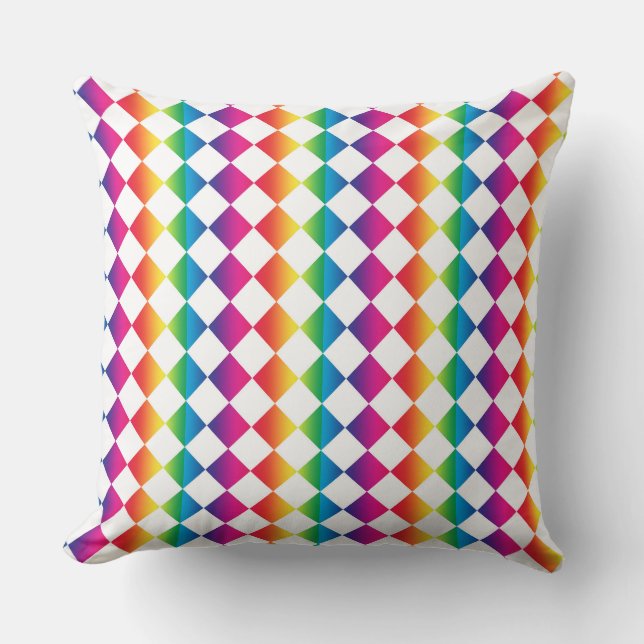 Colourful Chequered Diamond Pattern  Cushion (Front)