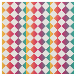 Colourful Chequered Diamond Pattern Fabric