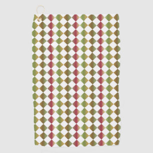 Colourful Chequered Diamond Pattern Golf Towel