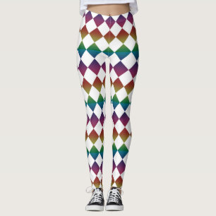 Colourful Chequered Diamond Pattern Leggings