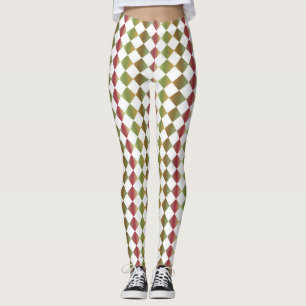 Colourful Chequered Diamond Pattern Leggings