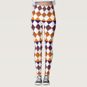 Colourful Chequered Diamond Pattern Leggings