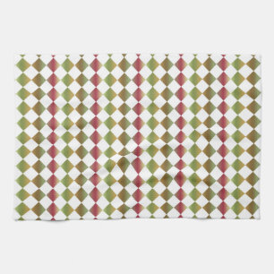 Colourful Chequered Diamond Pattern Tea Towel