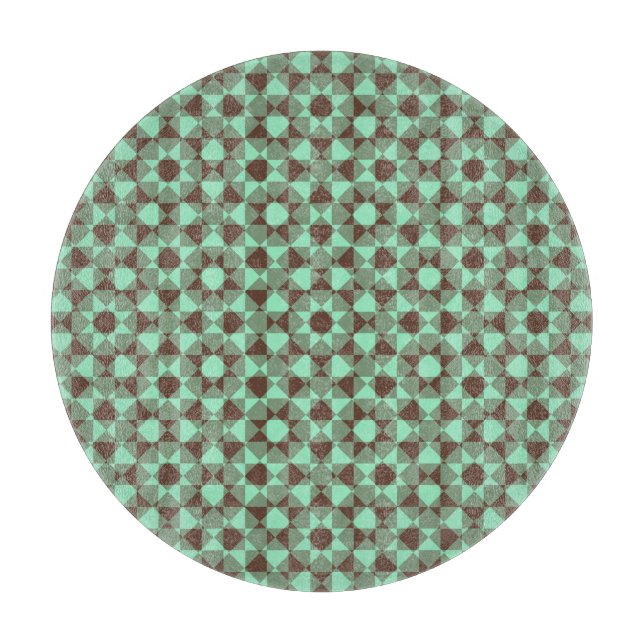 Colourful Chequered Diamond Plaid Pattern Cutting Board (Front)