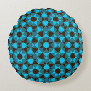 Colourful Chequered Diamond Plaid Pattern Round Cushion