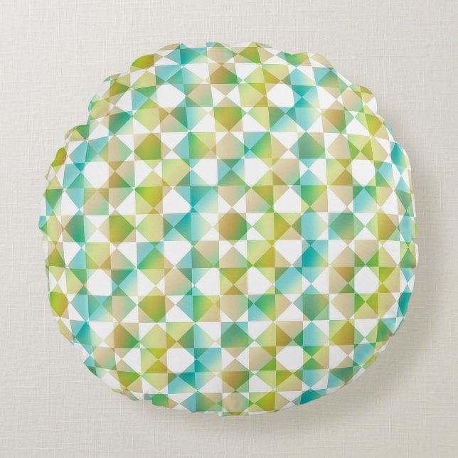 Colourful Chequered Diamond Plaid Pattern Round Cushion (Front)