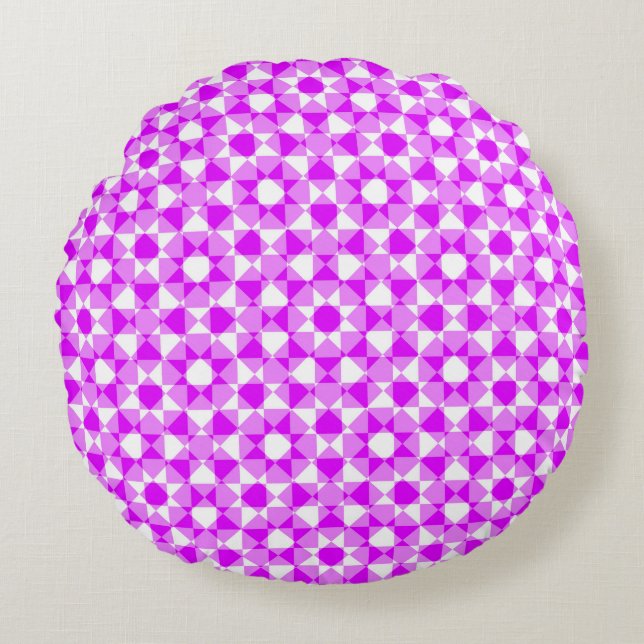 Colourful Chequered Diamond Plaid Pattern Round Cushion (Front)
