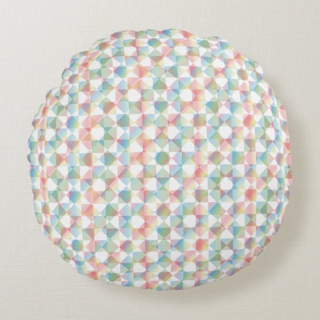 Colourful Chequered Diamond Plaid Pattern Round Cushion (Front)