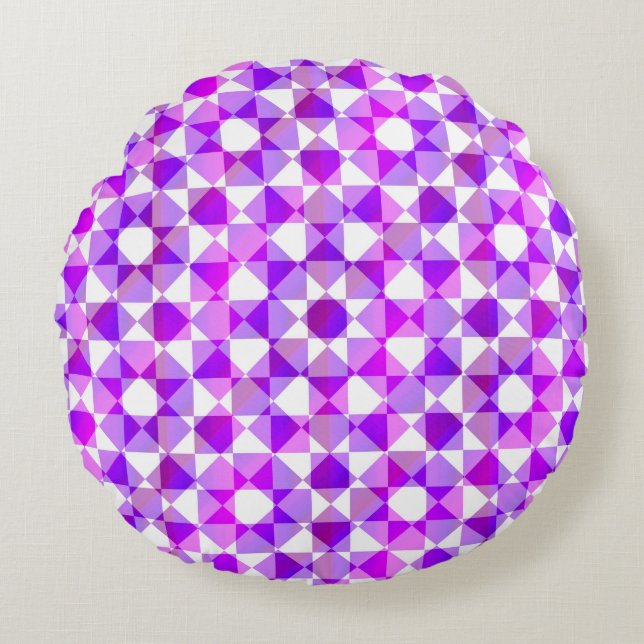 Colourful Chequered Diamond Plaid Pattern Round Cushion (Front)