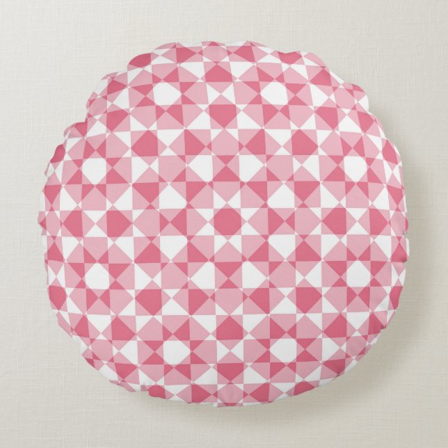 Colourful Chequered Diamond Plaid Pattern Round Cushion (Front)