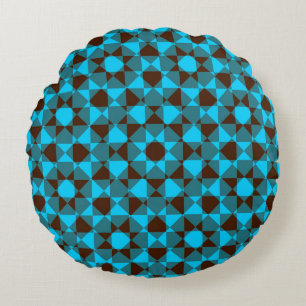 Colourful Chequered Diamond Plaid Pattern Round Cushion