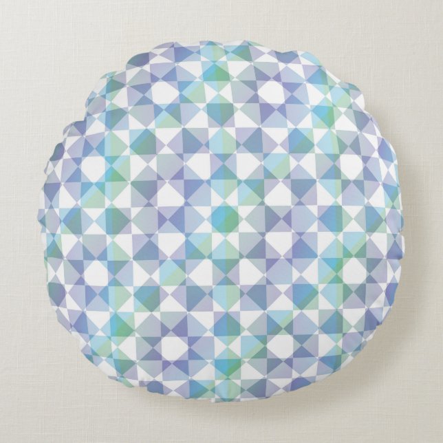 Colourful Chequered Diamond Plaid Pattern Round Cushion (Front)