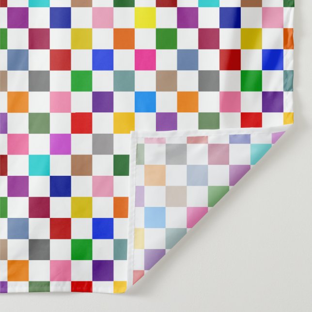Colourful Chequered Pattern Design White  Tapestry (Detail)
