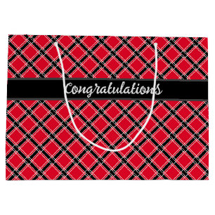 Colourful chequered pattern in an oblique cage  large gift bag