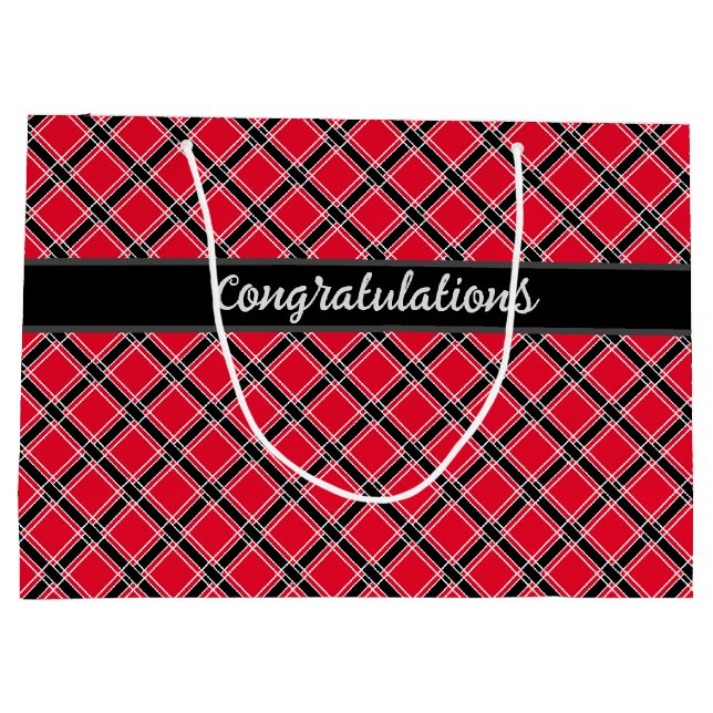 Colourful chequered pattern in an oblique cage  large gift bag (Back)