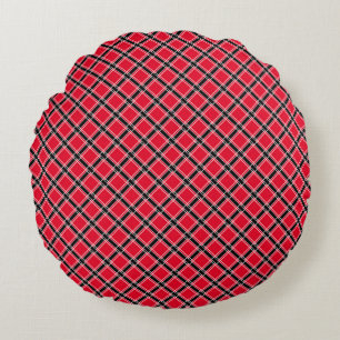 Colourful chequered pattern in an oblique cage round cushion