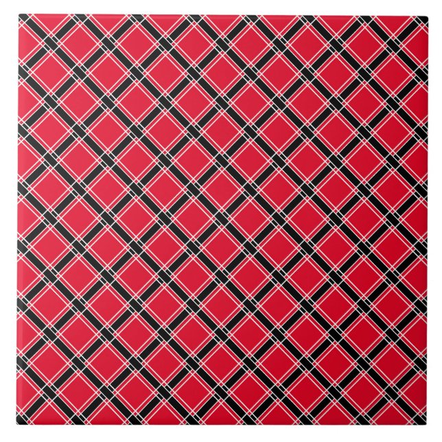Colourful chequered pattern in an oblique cage  tile (Front)