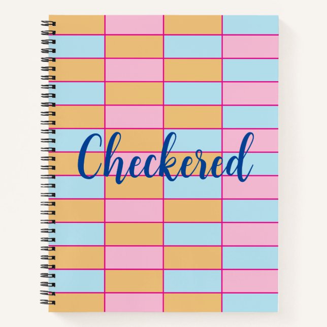 Colourful Chequered Pattern Notebook (Front)